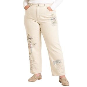 Lauren Jeans Co Ralph Lauren Printed Straight Leg Jeans Beige 20W NWT